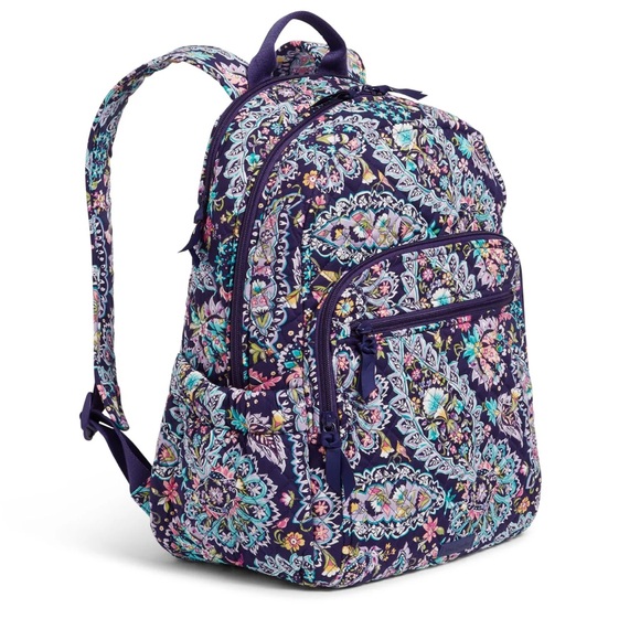 Vera Bradley Handbags - Vera Bradley French Paisley Campus Backpack quilted purple like new